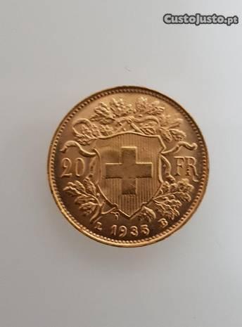 Moeda de ouro de 20CHF em ouro de 1935
