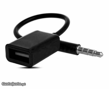 Cabo AUX audio para carro com entrada USB mp3