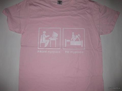 T-shirt com piada/Novo/Embalado/Rosa/Modelo 10
