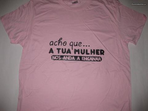 T-shirt com piada/Novo/Embalado/Rosa/Modelo 16