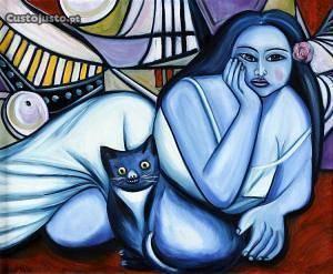 Pintura de Ramanefer - A mulata com o gato 1986