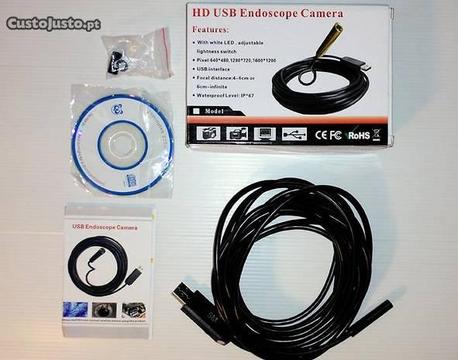 Câmara boroscópio endoscópio USB 2 Mts. 6 Leds