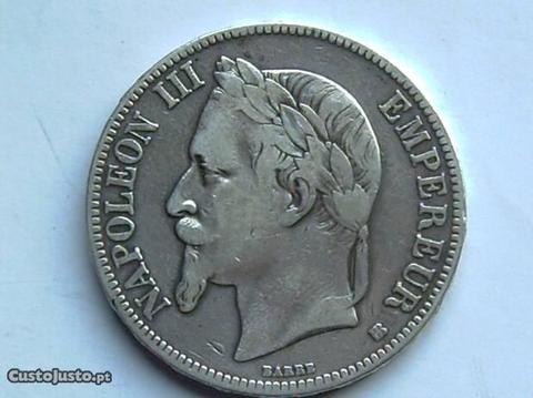 O- 226- França 5 fr 1868 prata GRANDE moeda 39