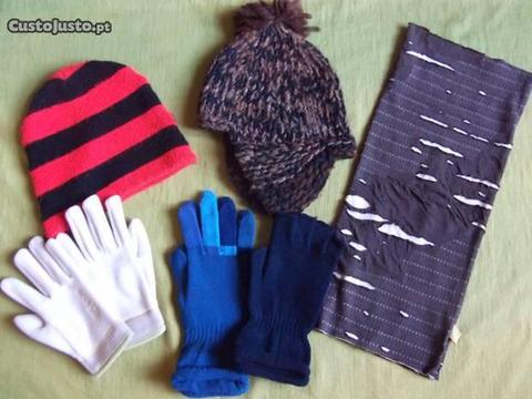 2 Gorros, 1 gola e 3 pares luvas muito quentinhos!