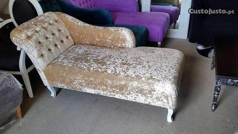 Chaise veludo brilhante bege