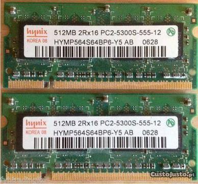 1Gb (2x512) Memória RAM DDR2 667mhz +Portes GRÁTIS