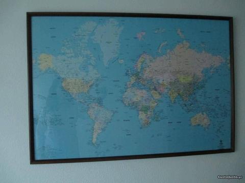 Quadro Mapa Mundo com moldura