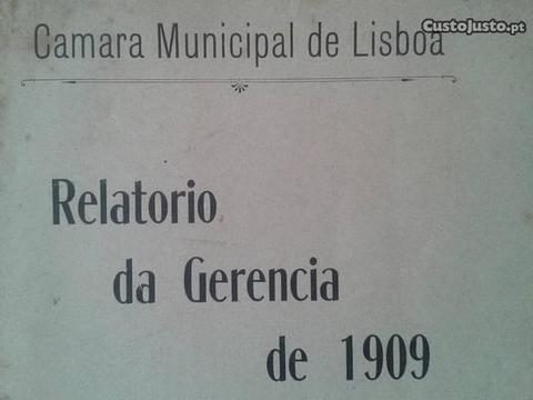 Lisboa Câmara Municipal 1909-1º Relatório Contas