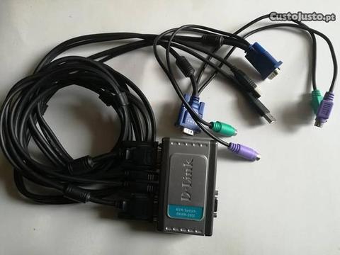 Switch D-Link USB, teclado, rato, VGA