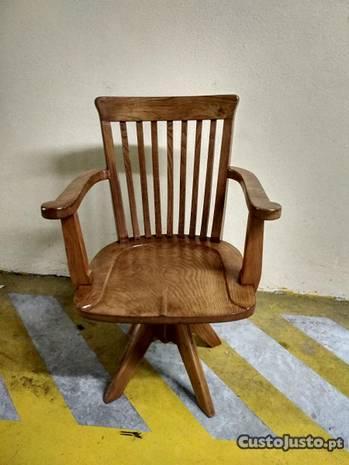 Cadeira madeira giratória rotativa Vintage