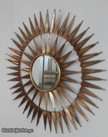 Espelho Sol Biselado 1,27cm Mandala Ouro Qualidade