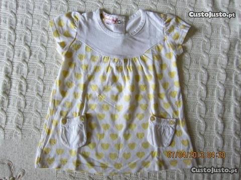 Vestido Branco e Amarelo 6 Meses