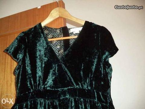 Vestido de veludo verde e Vestido corte 