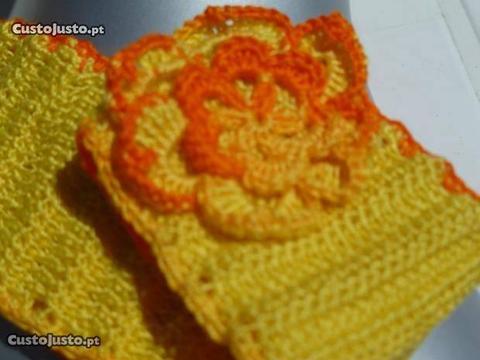 Bandolete crochet com flor kiwi