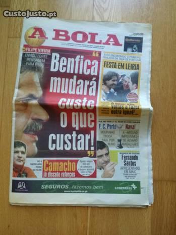 Jornal A Bola - 14.04.2003 - Mensagem de LF Vieira
