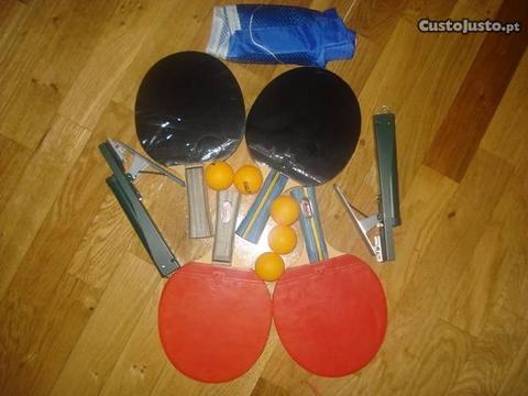 Raquetes ping-pong + rede+bolas