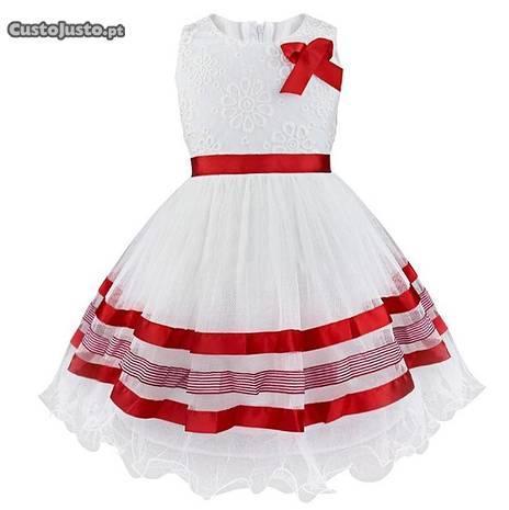 Vestido de Cerimónia Branco e Vermelho - Novo