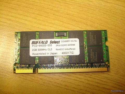 Memórias RAM Buffalo 1x2GB SoDimm PC6400 DDR2 800M