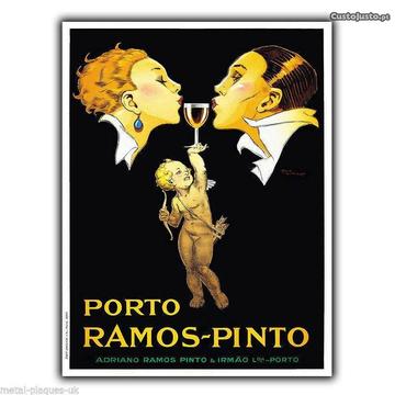 Placa de metal vintage Porto Ramos Pinto