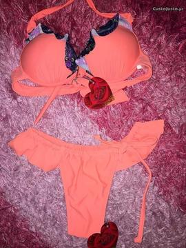 Bikini estilo brasileiro florido laranja - NOVO