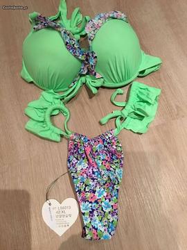 Bikini estilo brasileiro florido verde - NOVO